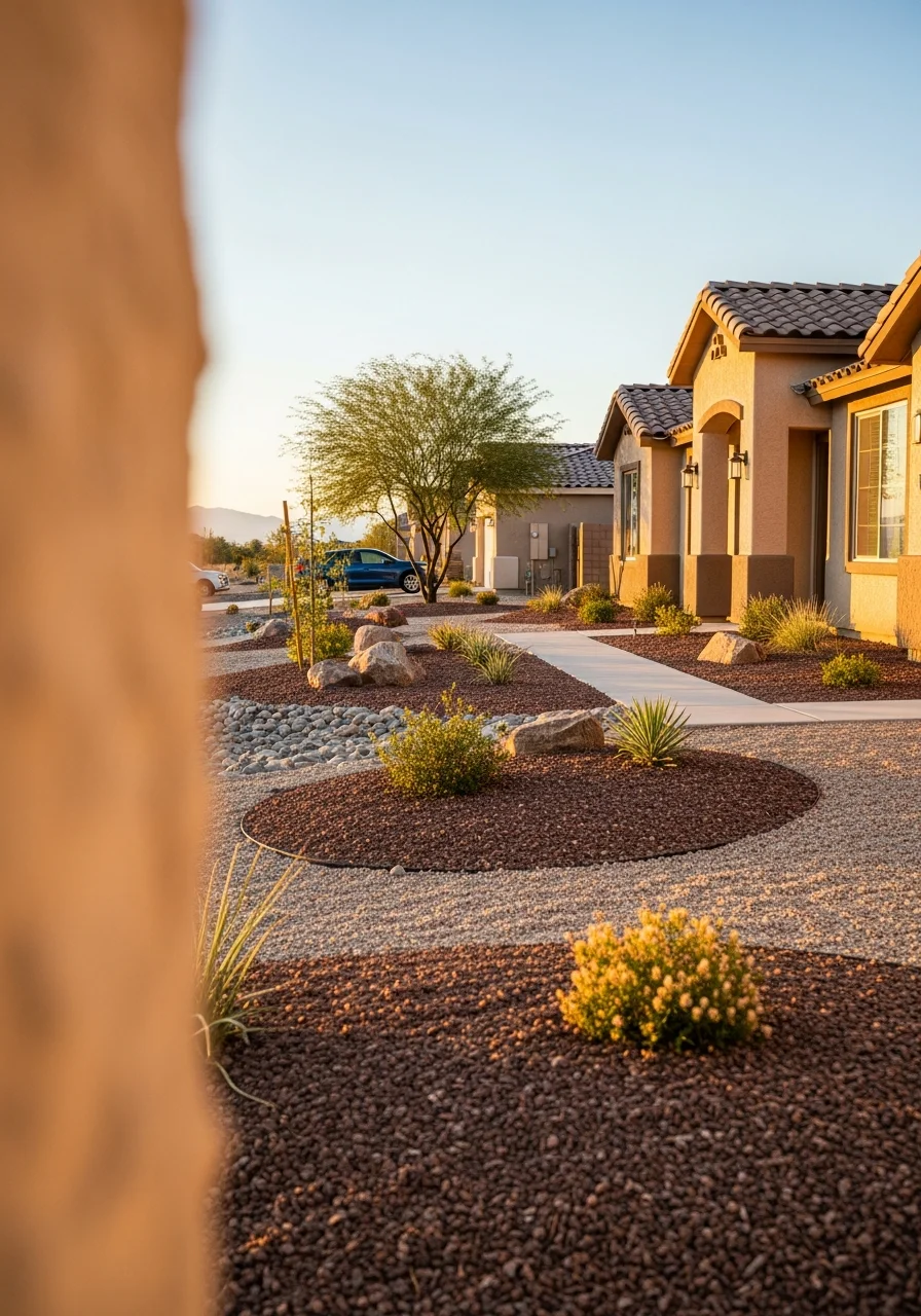 Close-up of a completed home exterior in Yuma showing quality finishes and local architectural style.